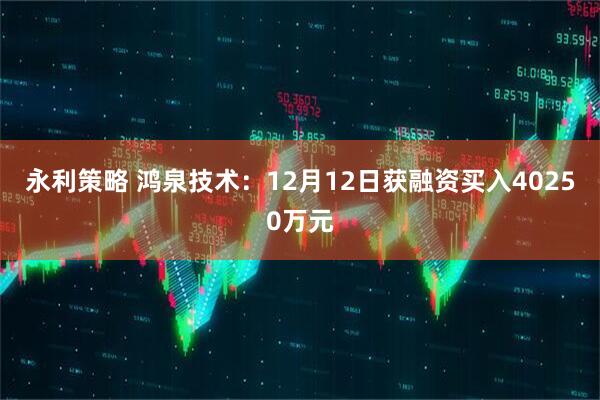 永利策略 鸿泉技术：12月12日获融资买入40250万元